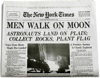 Cover of The New York Times, 21 July, 1969