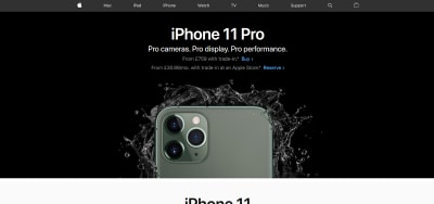 Apple website homepage