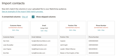 MailChimp mapping fail