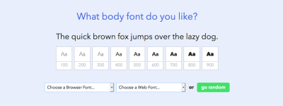 Choosing a body font on the Design System Playground