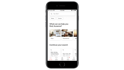 Airbnb app home page