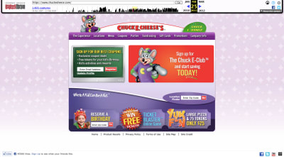 Chuck E. Cheese website 2011