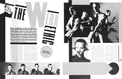 The Werk Ethic. The Face 1982. Art direction by Neville Brody. This spread is reminiscent of Constructivism in the arrangement of images and text.