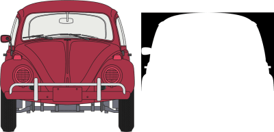 Two alpha-transparent PNG images create the classic Beetle shape.