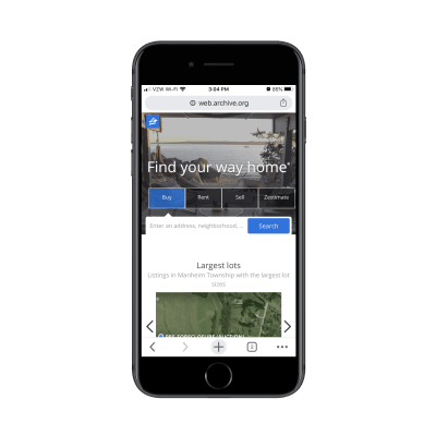 Zillow mobile homepage in 2017