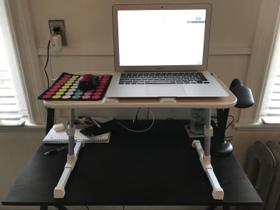 Desk modified to be standing