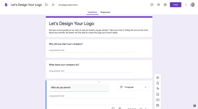 Google Forms logo client questionnaire