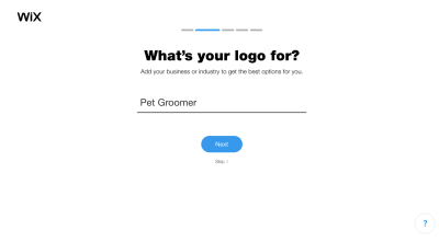 Wix Logo Maker questionnaire - industry of business