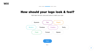 Wix Logo Maker questionnaire - logo style