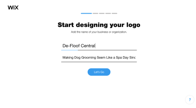 Wix Logo Maker questionnaire - name of business