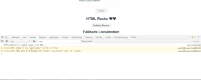 Formatting page with fallback warning in devtools console.