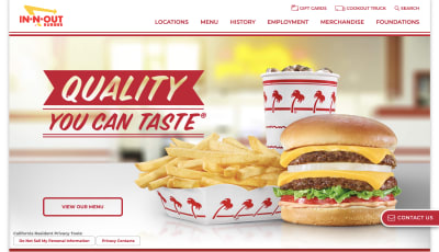 In-N-Out Burger website photos and transitions