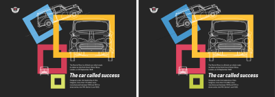 Left: The original colors for my design. Right: Increasing lightness and saturation by 10% increases their vibrancy.