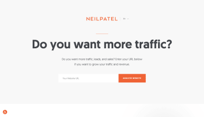 Neil Patel website 'Do you want more traffic?'