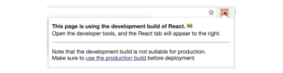 React Developer Tools’ “production build” warning