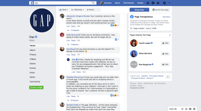 Gap backlash on Facebook during COVID-19