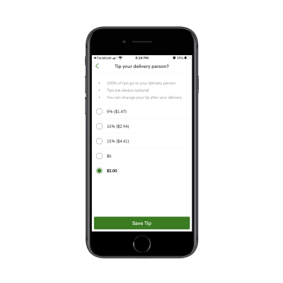 Instacart delivery tip customization