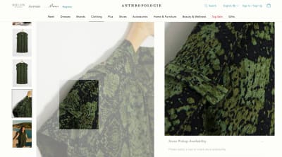 Anthropologie product zoom - green and black dress closeup