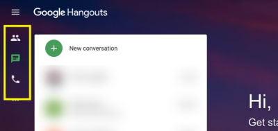 Google Hangouts primary navigation design - icons only