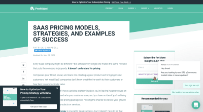 A ProfitWell article about pricing SaaS products